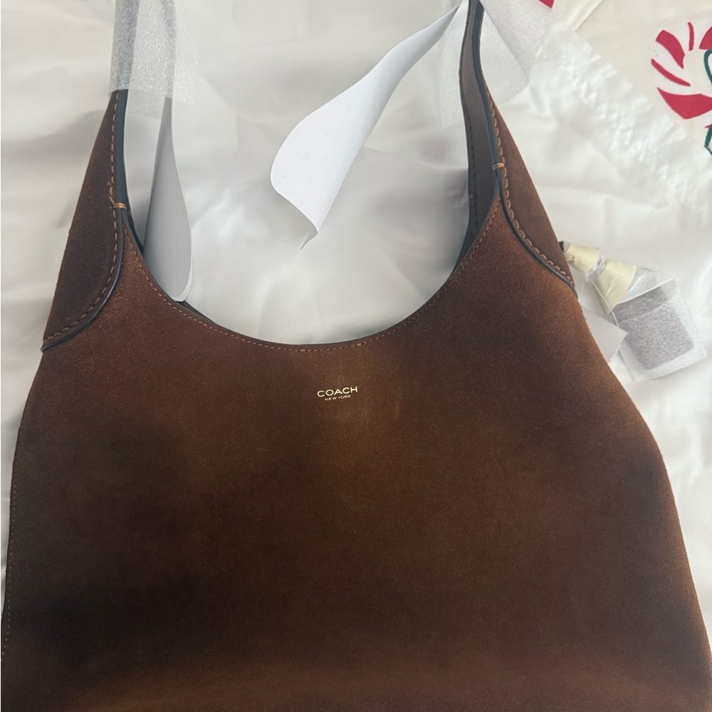 Coach Elegant Brown Suede Women's Bag - Picture 7 of 8